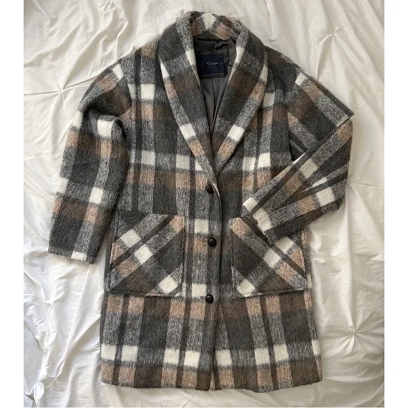 Plaid single breasted shawl-collar coat - Picture 3 of 8